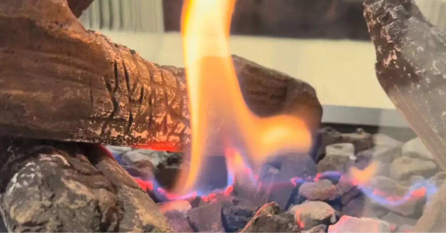 Close up shot of fire burning from the wood