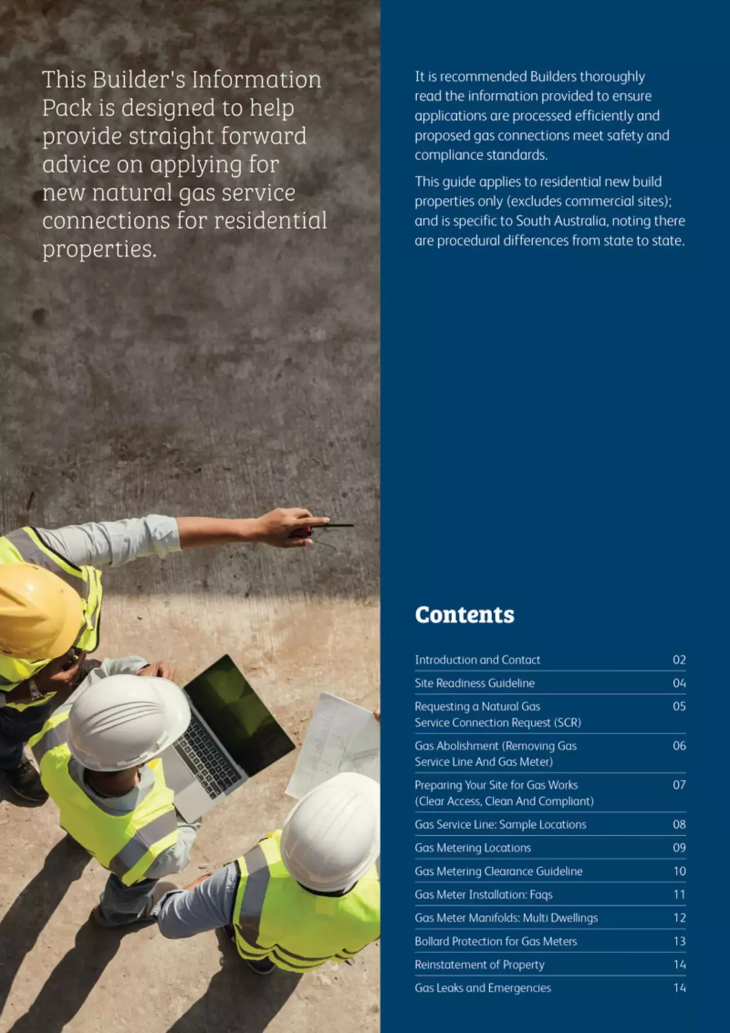 Builder information pack for gas connection