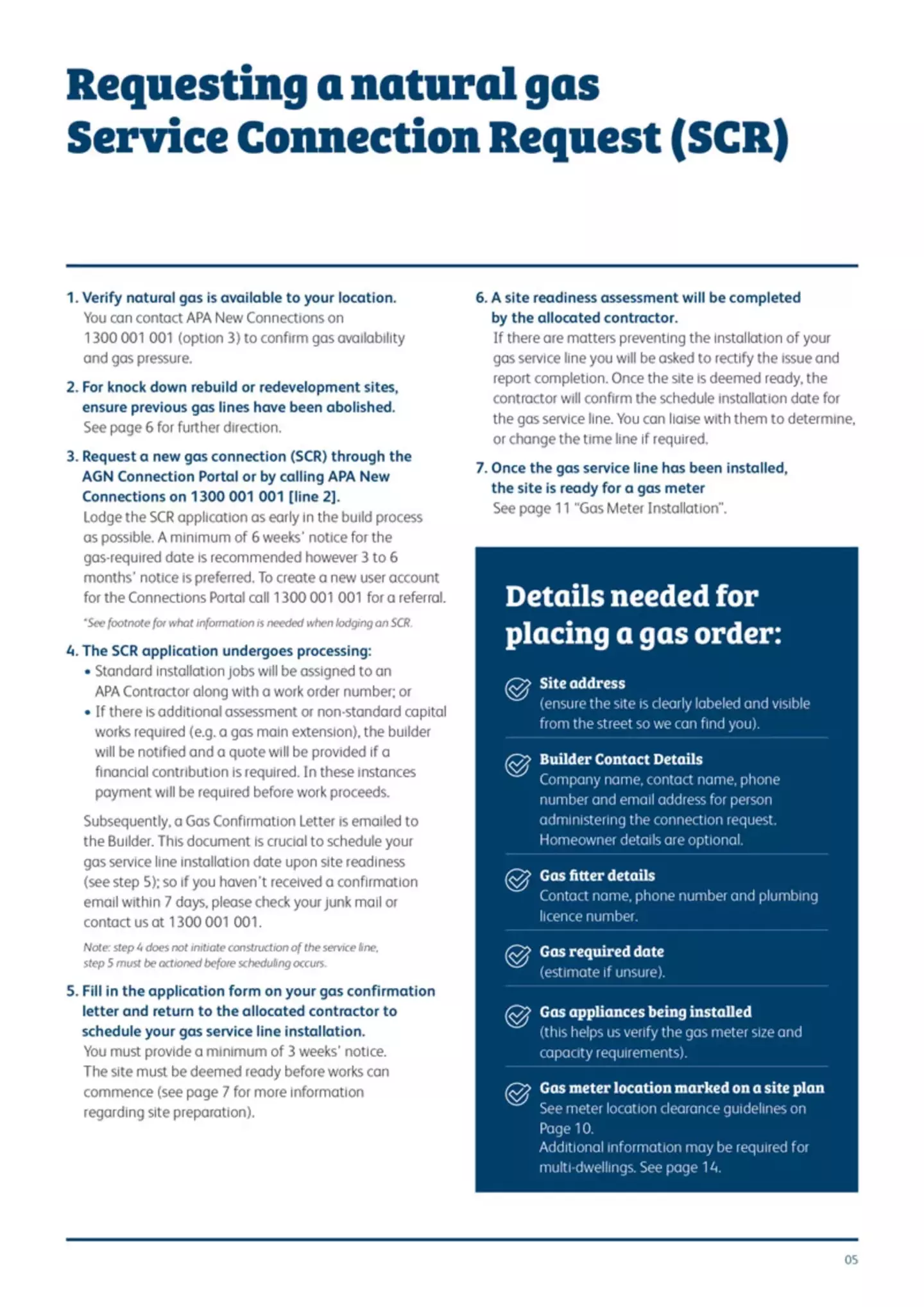 Builder information pack for gas connection