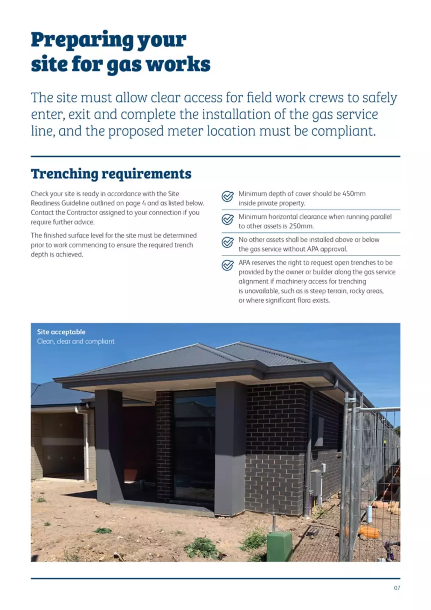 Builder information pack for gas connection