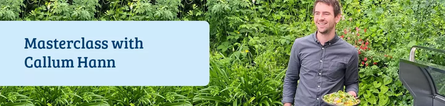 Masterclass with Callum Hann' banner promoting a cooking event using gas appliances.