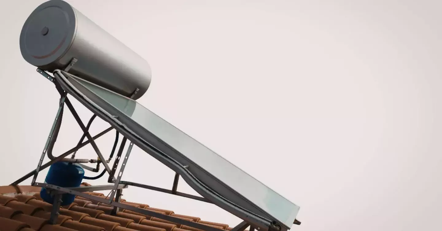 Solar hot water heater on the roof