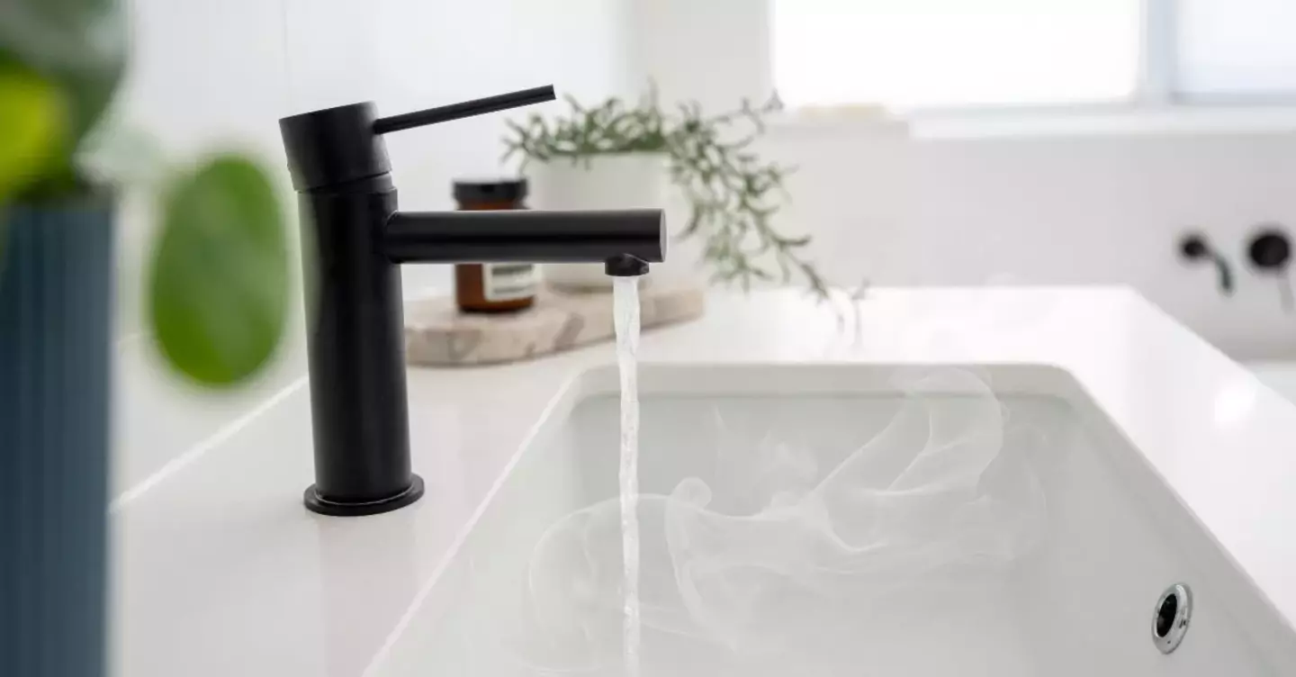 hot water running tap