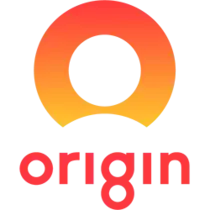 Origin Energy logo with an orange circular design, symbolising renewable energy solutions.